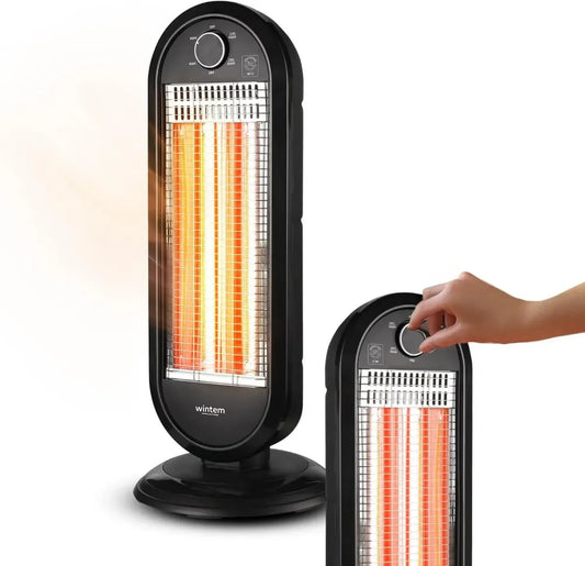 Termoconvettore Alogeno Basso Consumo con Sicurezza Antiribaltamento, 450-900W