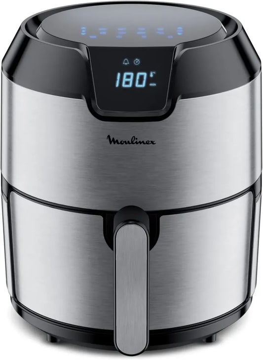 Friggitrice ad Aria Moulinex Deluxe 4.2L, Acciaio Inox, 8 Programmi, Temperatura Regolabile, Design Compatto, Timer Integrato