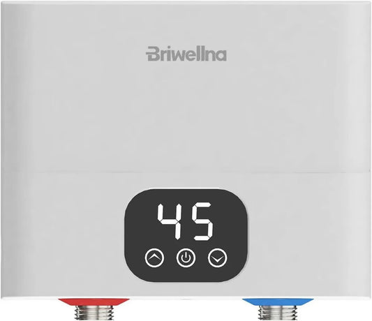 Scaldabagno istantaneo 5,5 kW 220 V con display digitale, ideale per cucina e bagno, montaggio versatile, colore bianco