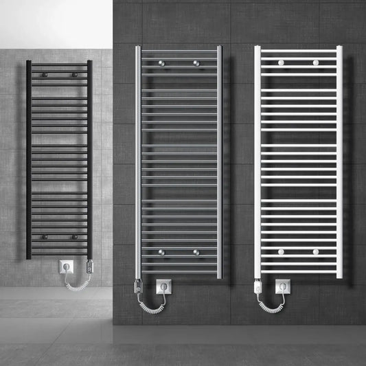 Radiatore Elettrico Scalda Salviette 300W in Acciaio Bianco per Bagno Moderno 300x800 mm