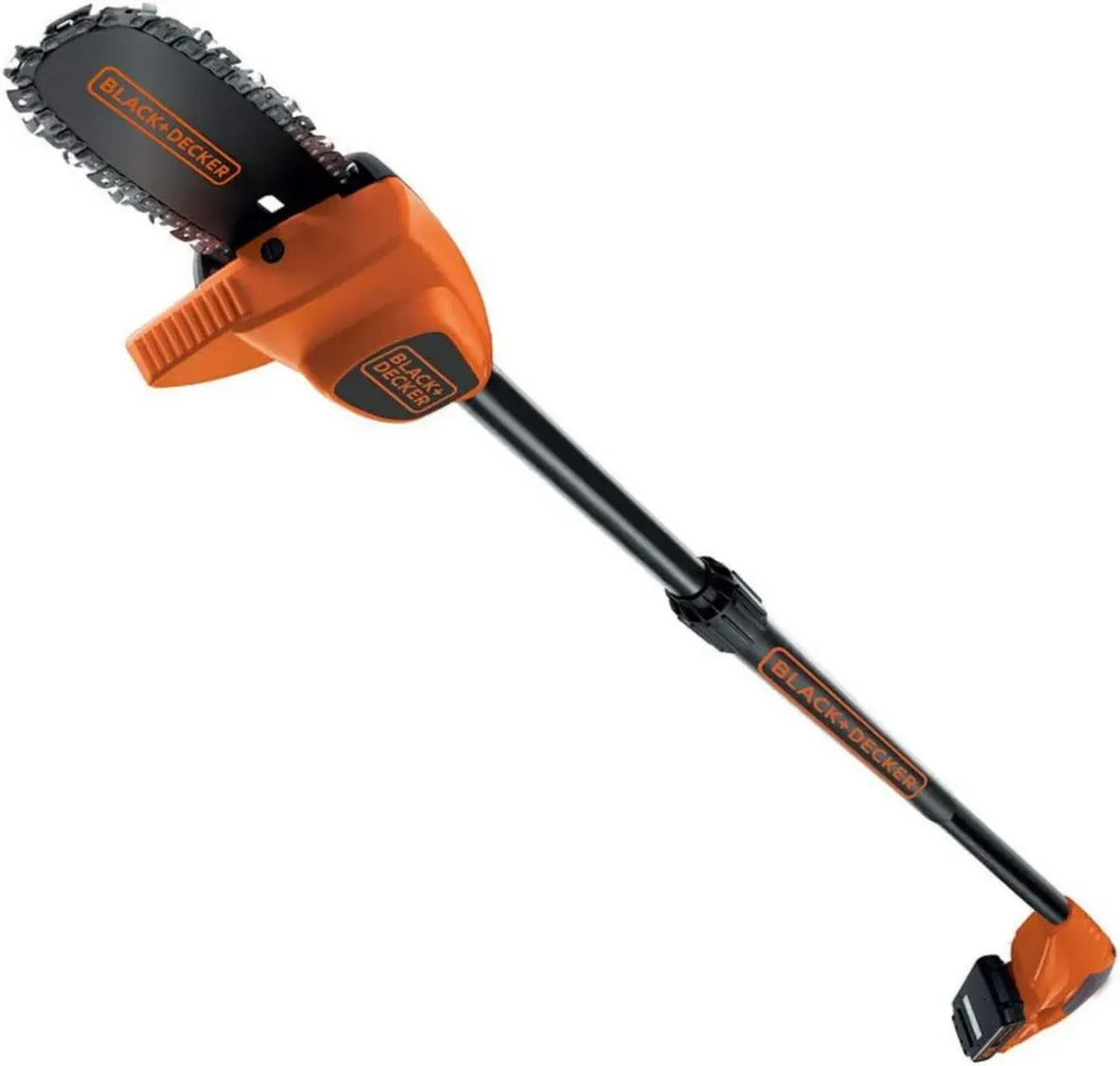 BLACK+DECKER Motosega a Batteria 18V, Lama 20cm, Asta Estensibile 2,5m