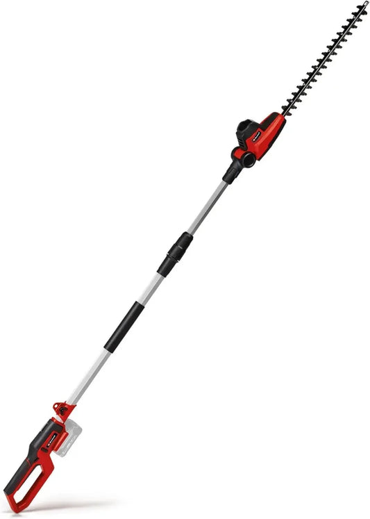 Tagliasiepi Telescopico Einhell 18V, Impugnatura Rotante, Testina Regolabile, Senza Batteria e Caricatore, Nero/Rosso