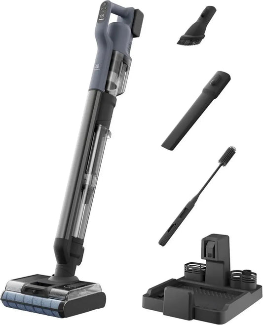 Scopa Elettrica Senza Fili Electrolux 2 in 1, Autonomia 35 Minuti, AutoPulizia, Potenza Elevata, Spazzola Motorizzata, Silenziosa 81 dB, Blu Denim Leggero