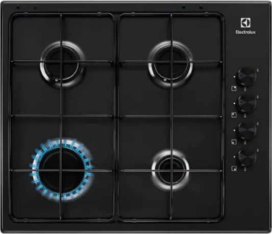 Piano Cottura a Gas Electrolux KGS6404B, 4 Fuochi, Nero