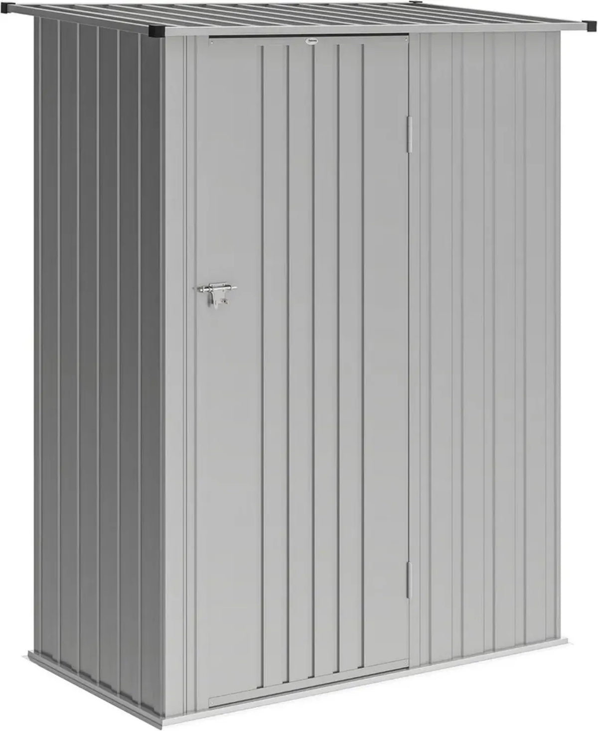 Ripostiglio da Giardino in Acciaio Zincato con Tetto Inclinato e Porta Bloccabile, 142x86x189 cm, Argento