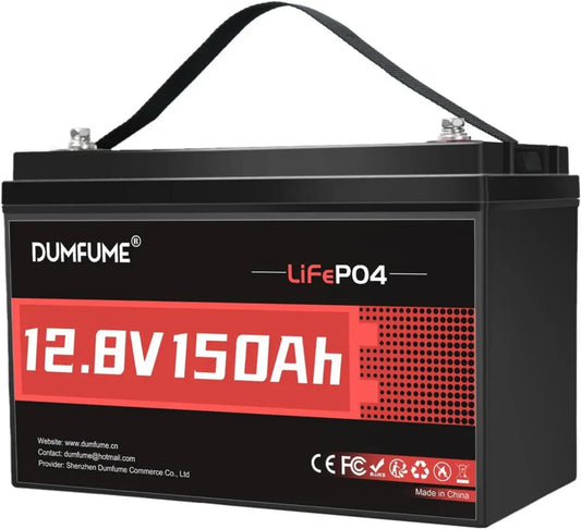 Batteria LiFePO4 12V 150Ah per Camper e Solare con BMS, 6000+ Cicli