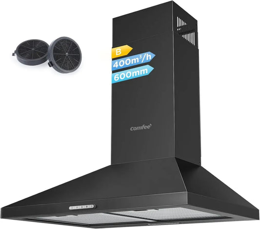 Cappa Aspirante 60 cm Nera con LED e Filtri a Carbone - COMFEE'
