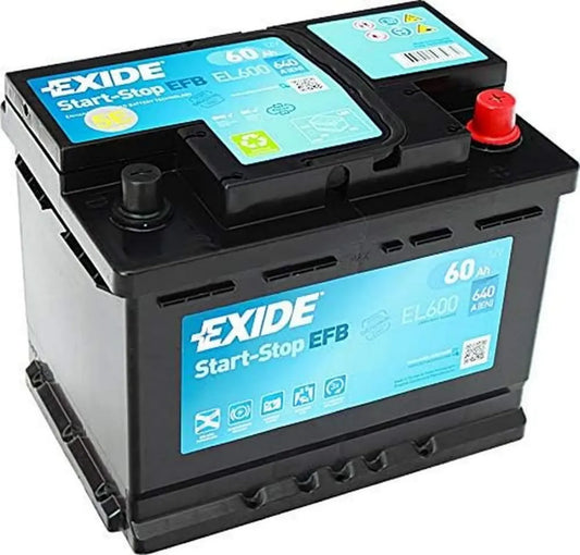 Batteria Auto Exide EL600 EFB 60Ah con Tecnologia Start-Stop, 640EN, Garanzia 2 Anni