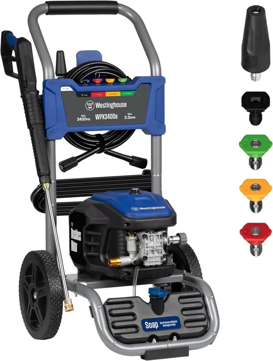 Idropulitrice Elettrica Westinghouse WPX3400e 3400 PSI con Motore Brushless e Serbatoio Sapone Integrato