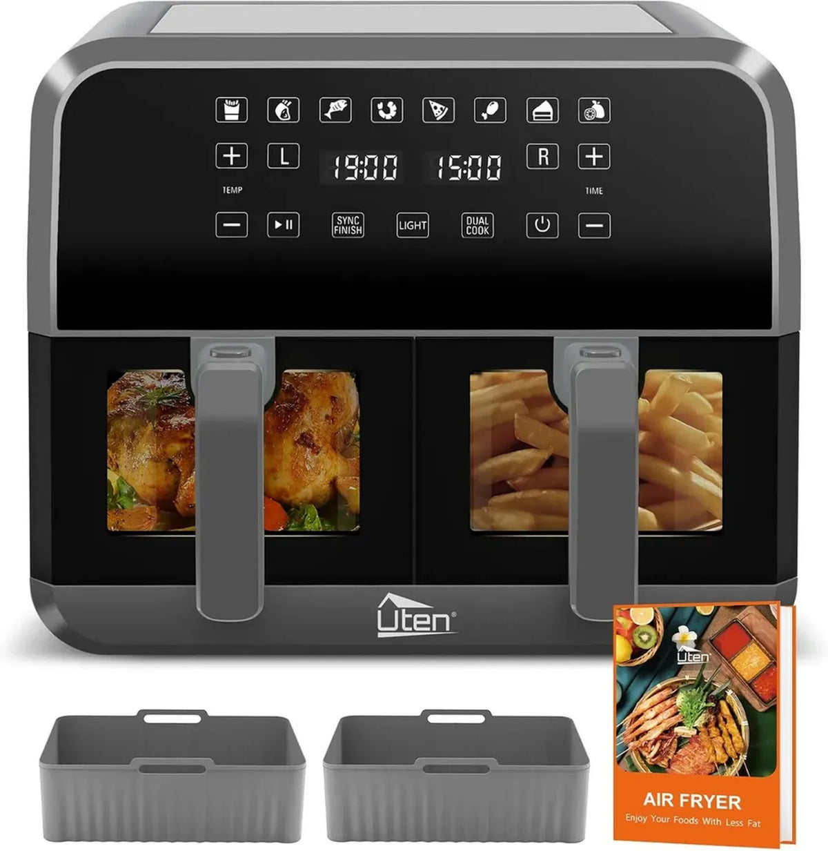 Friggitrice ad Aria 8L Doppio Cestello con Display Touch e Accessori