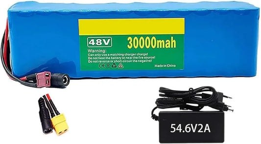 Batteria per Bicicletta Elettrica 48V 30Ah con Caricabatterie 54.6V 2A, Compatibile con Motori 1000W-200W