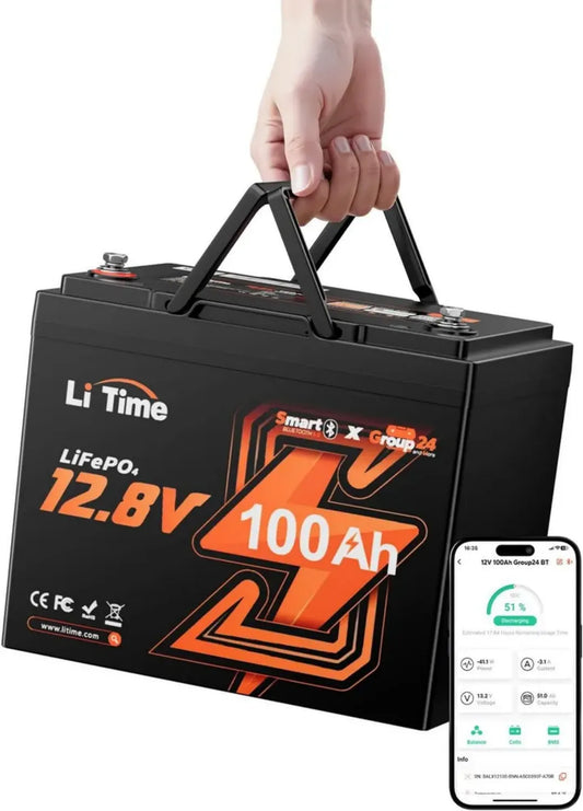 Batteria LiFePO4 12V 100Ah con Bluetooth e BMS Intelligente, Ideale per Veicoli Ricreativi e Sistemi Solari