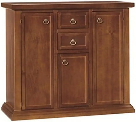 Credenza in Legno Massello Stile Arte Povera, Finitura Noce Scuro