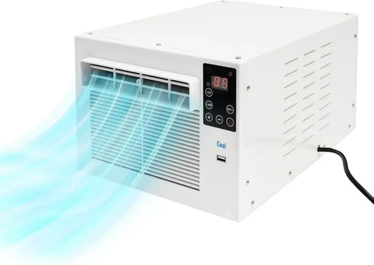 Condizionatore d'aria portatile compatto 280W, mini climatizzatore per finestre, raffreddamento ad aria fino a 12 ore