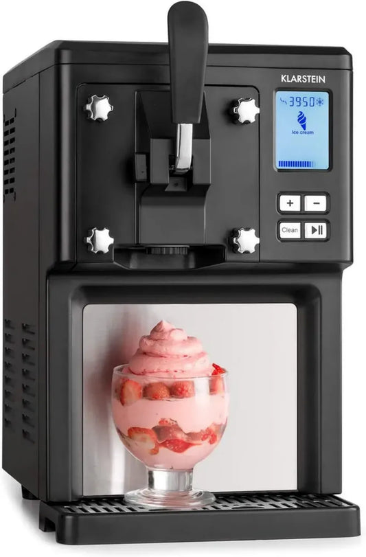 Gelatiera KLARSTEIN Sweet Sundae 1,5 L, Compressore 200 W, Funzione Mantenimento a 3 Ore, Pulizia Automatica, Acciaio Inox, Nero