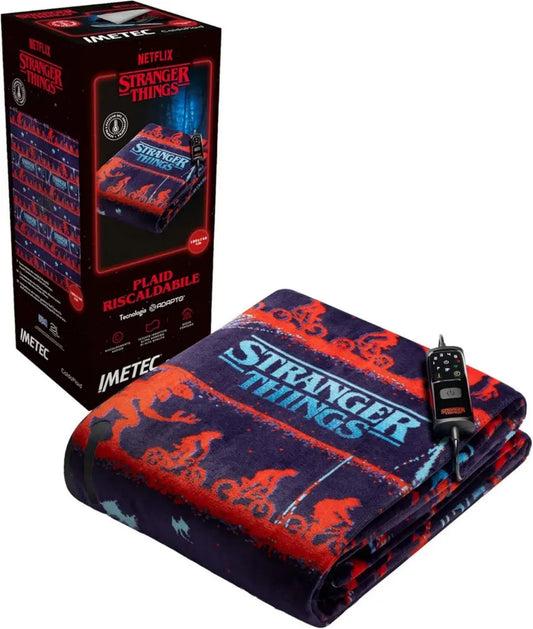 Imetec - Coperta Riscaldabile XL Stranger Things 180x140 cm, 6 Livelli di Temperatura, Basso Consumo