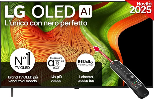 TV OLED LG 55 Pollici 4K Smart con Processore α7 Gen2, WebOS, Dolby Vision e Atmos, Ideale per Gaming, VRR, GSYNC, FreeSync, HDMI 2.1