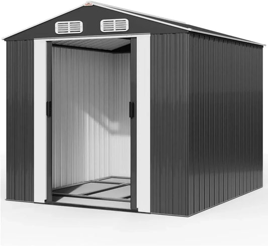 Casetta da Giardino in Metallo 8 m² con Porta Scorrevole, Antracite