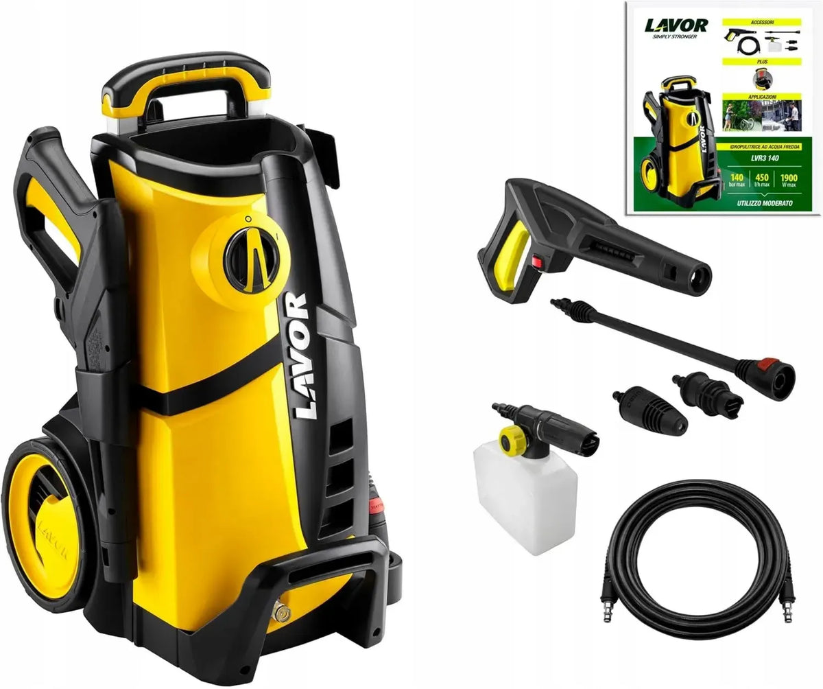 Idropulitrice LAVOR LVR3 140, Schiumogeno Regolabile, 140 bar di Pressione, 450 L/ora, Motore 1900W