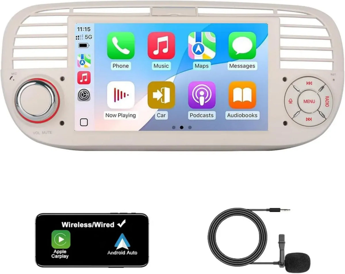 Sistema Multimediale per Fiat 500 (2007-2015) con Touch Screen e CarPlay/Android Auto