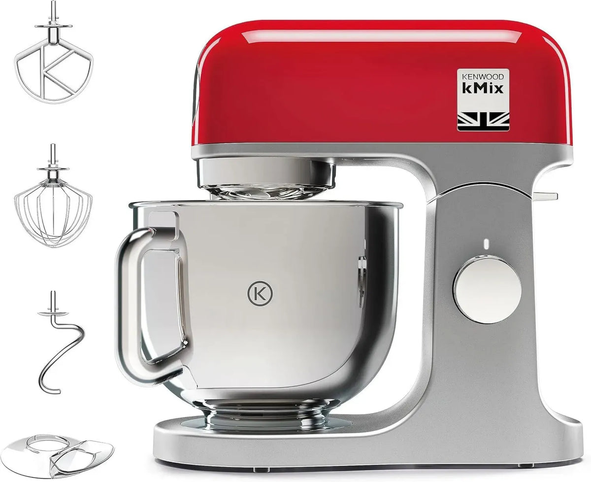 Kenwood Impastatrice Planetaria KMIX 1000W, Ciotola 5L, 3 Ganci, Compatibile con 20 Accessori, Rosso