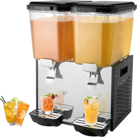 VEVOR Macchina per Bevande Commerciale 2x18L, Acciaio Inox Alimentare, Raffreddamento 7-12°C, Ideale per Bar e Ristoranti
