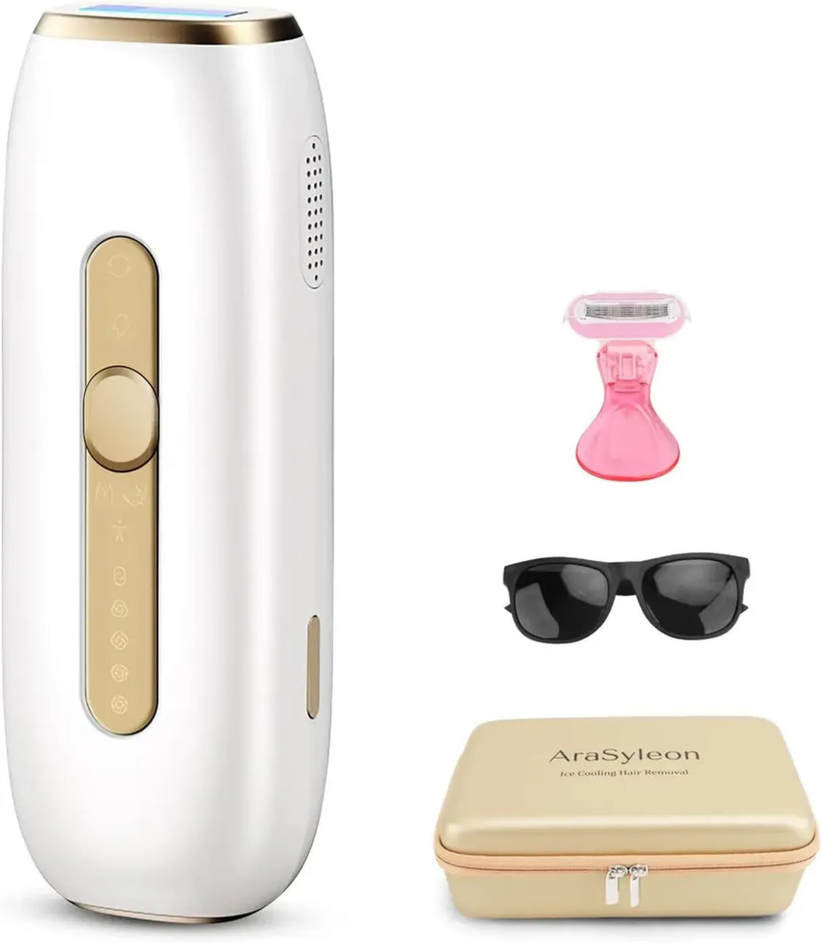 Epilatore a Luce Pulsata con Raffreddamento Senza Dolore, Laser 1200nm, 3 Modalità, 5 Livelli di Intensità per Depilazione Definitiva