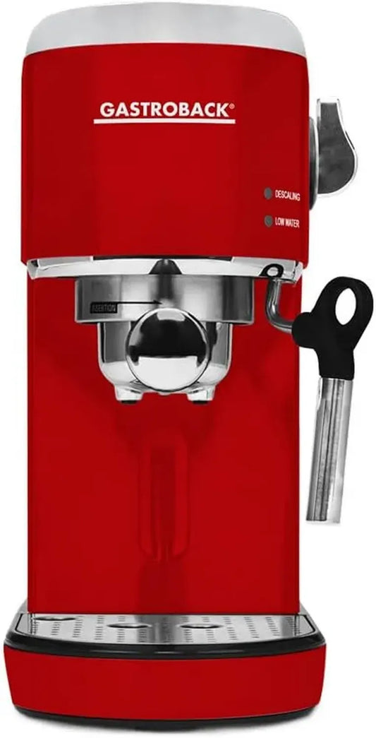 Macchina da Caffè Espresso Gastroback Piccolo, Acciaio Inox Rosso, Riscaldamento Rapido e Crema Perfetta