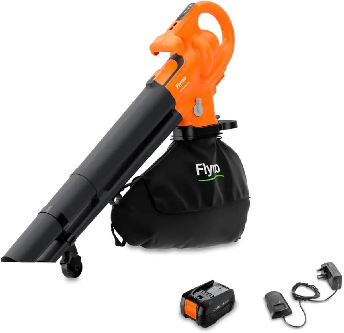 Flymo EasiBlowVac - Aspiratore e Soffiatore Senza Fili, Leggero, 3 in 1, con Funzione di Pacciamatura, Batteria Inclusa, Arancione